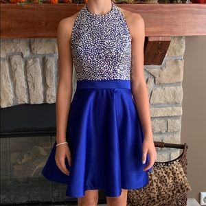 Gorgeous homecoming HOCO or Graduation dress Royal blue beaded sequin size 2